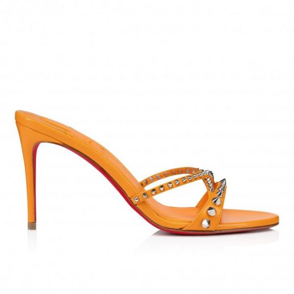 Christian Louboutin Tatoosh Spikes 85 mm Mules Cuir Kid et Clous Hibiscus – Image 3
