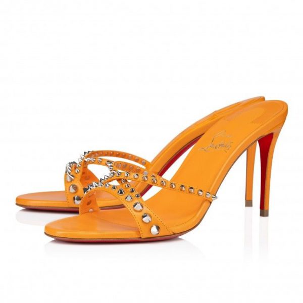 Christian Louboutin Tatoosh Spikes 85 mm Mules Cuir Kid et Clous Hibiscus