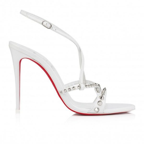 Sandales à brides Christian Louboutin Tatooshka Spikes 100 mm en cuir de chevreau et clous - Bianco – Image 2