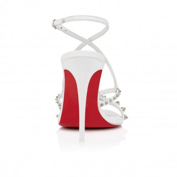 Sandales à brides Christian Louboutin Tatooshka Spikes 100 mm en cuir de chevreau et clous - Bianco – Image 3