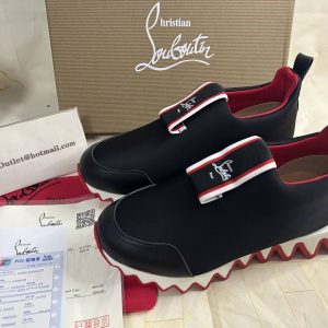 Christian Louboutin Baskets Tiketa Run Néoprène et Cuir de veau Noir