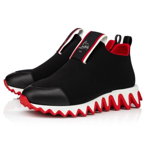 Christian Louboutin Baskets Tiketa Run Néoprène et Cuir de veau Noir – Image 2