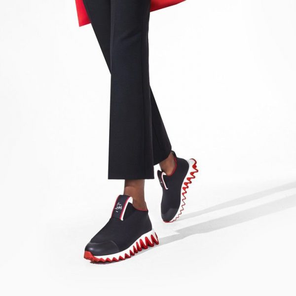 Christian Louboutin Baskets Tiketa Run Néoprène et Cuir de veau Noir – Image 5