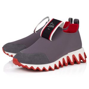 Christian Louboutin Tiketa Run Baskets en Veau Velours et Néoprène Mauve