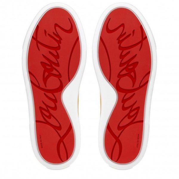 Christian Louboutin Toy Toy Baskets en Éponge Coton et Cuir Verni Pollen – Image 4
