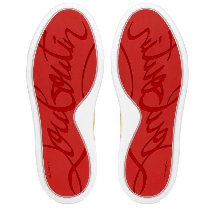 Christian Louboutin Toy Toy Baskets en Éponge Coton et Cuir Verni Pollen – Image 4