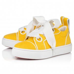 Christian Louboutin Toy Toy Baskets en Éponge Coton et Cuir Verni Pollen