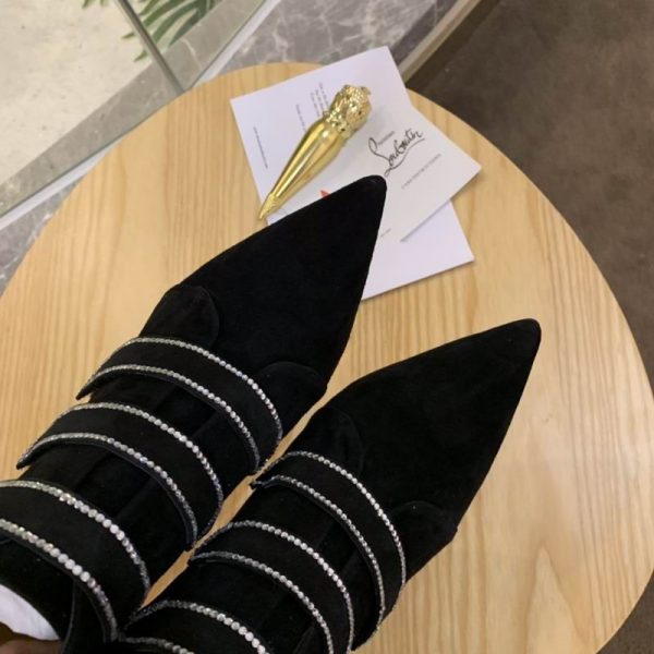 Christian Louboutin Triniboot Bottines Veau Velours Strass Noir – Image 4