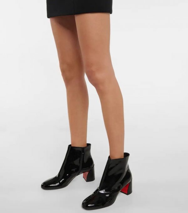 Christian Louboutin Turela 55mm Bottines en Cuir Verni Noir – Image 3