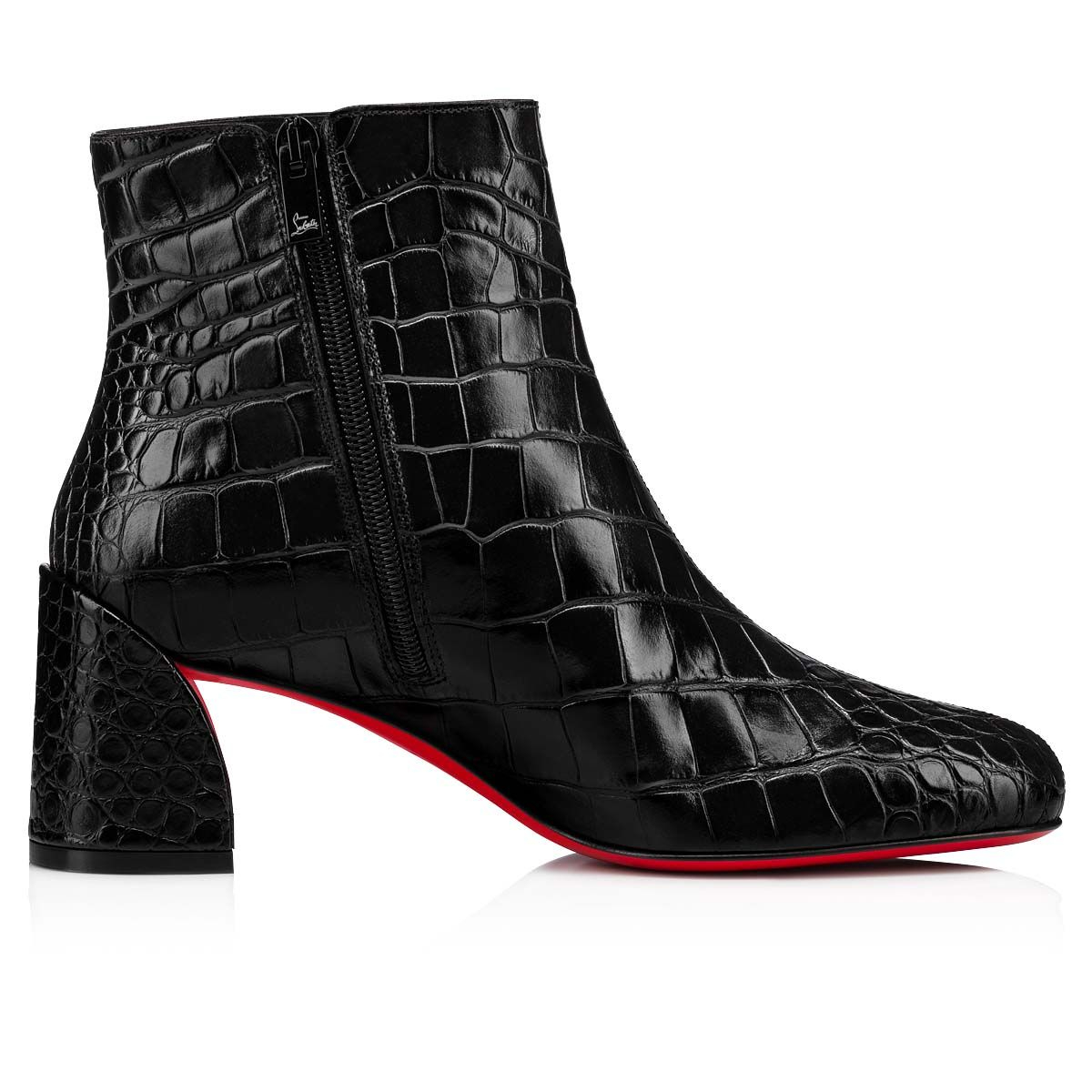 Christian Louboutin Turela Bottines 55mm Cuir de Veau Embossé Alligator Noir – Image 2