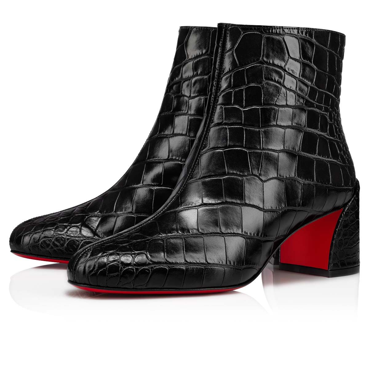 Christian Louboutin Turela Bottines 55mm Cuir de Veau Embossé Alligator Noir