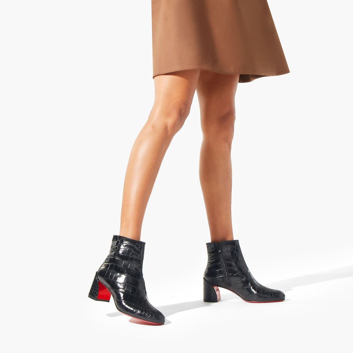 Christian Louboutin Turela Bottines 55mm Cuir de Veau Embossé Alligator Noir – Image 3