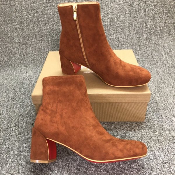 Christian Louboutin Turela Bottines 55mm Veau Velours Marron – Image 2