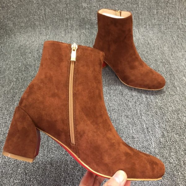 Christian Louboutin Turela Bottines 55mm Veau Velours Marron – Image 3