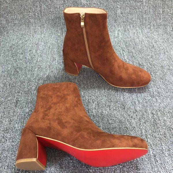 Christian Louboutin Turela Bottines 55mm Veau Velours Marron – Image 4