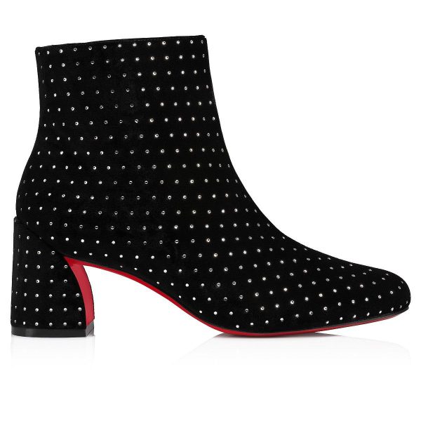 Christian Louboutin Turela Plum Strass 55 mm Bottines Basses en Velours Noir – Image 2