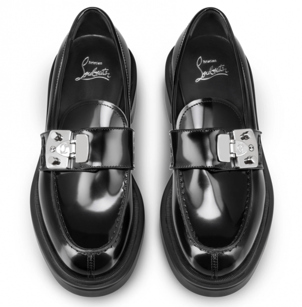 Christian Louboutin Urban Moc Lock Mocassins en Cuir Abrasivato Noir – Image 4