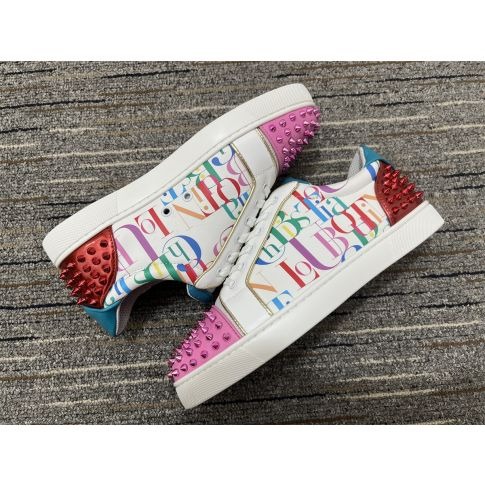 Christian Louboutin Baskets Basses Femme Version Viera 2 Cuir de veau et tissu Multicolore – Image 2
