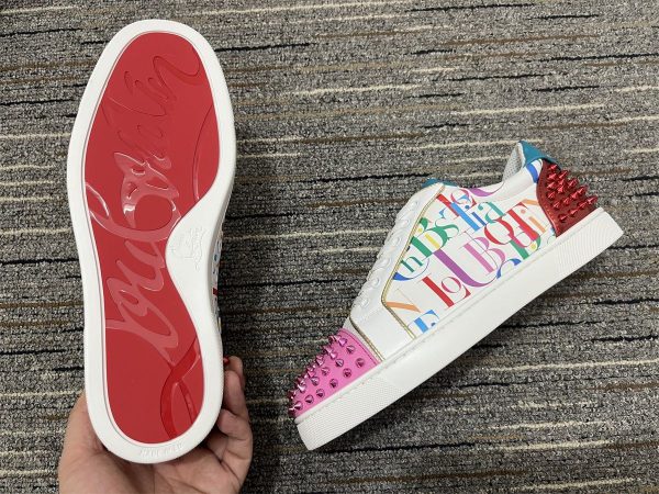 Christian Louboutin Baskets Basses Femme Version Viera 2 Cuir de veau et tissu Multicolore – Image 4