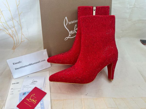 Christian Louboutin Vibella Booty 85 mm Bottines Basses Rouge Strass