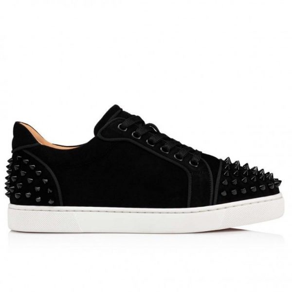 Christian Louboutin Vieira 2 Baskets Femme en Veau Velours Noir – Image 2