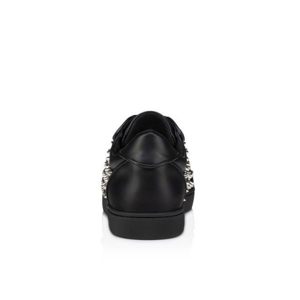 Christian Louboutin Baskets Vieira Night Spikes Cuir de veau et Nappa Noir – Image 3