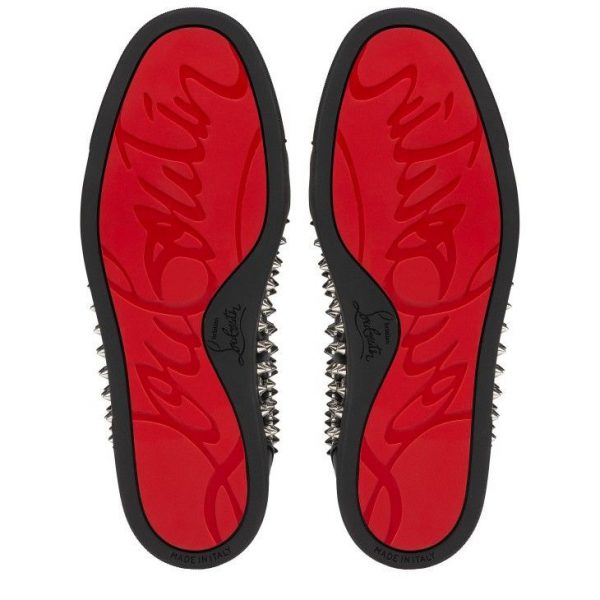 Christian Louboutin Baskets Vieira Night Spikes Cuir de veau et Nappa Noir – Image 4