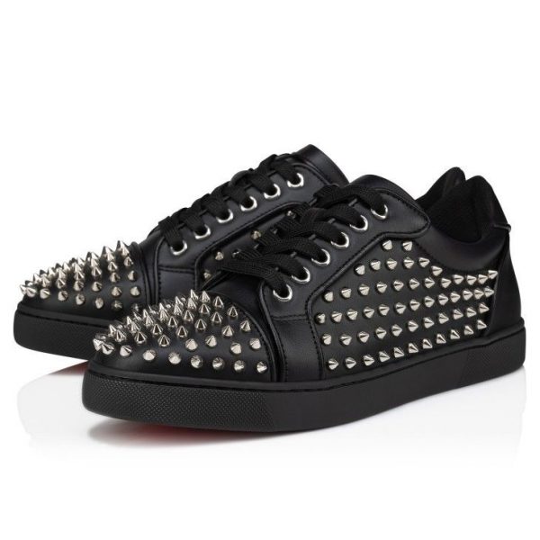 Christian Louboutin Baskets Vieira Night Spikes Cuir de veau et Nappa Noir