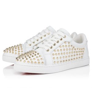 Christian Louboutin Baskets Vieira Night Spikes Femme Cuir de veau et Nappa Blanc