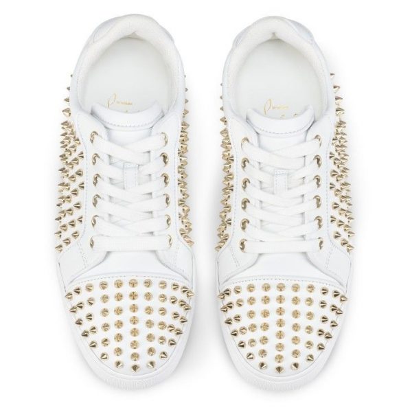 Christian Louboutin Baskets Vieira Night Spikes Femme Cuir de veau et Nappa Blanc – Image 3