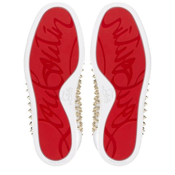Christian Louboutin Baskets Vieira Night Spikes Femme Cuir de veau et Nappa Blanc – Image 4