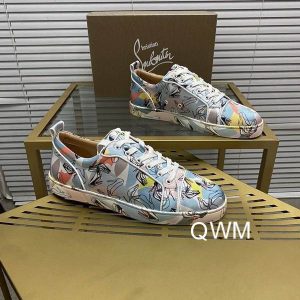 Christian Louboutin Baskets Femme Vieira Orlato Satin imprimé graphique Multicolore