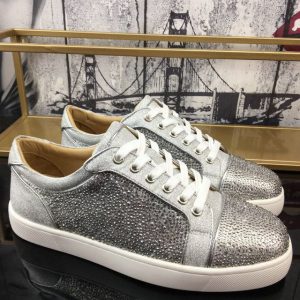 Christian Louboutin Baskets Vieira Strass Cristaux ornés Argent