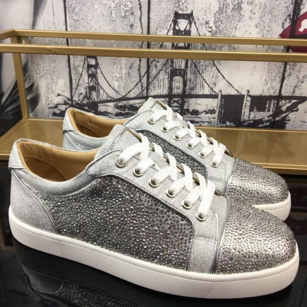 Christian Louboutin Baskets Vieira Strass Cristaux ornés Argent