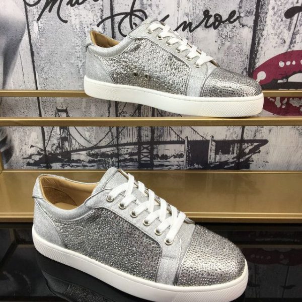 Christian Louboutin Baskets Vieira Strass Cristaux ornés Argent – Image 2