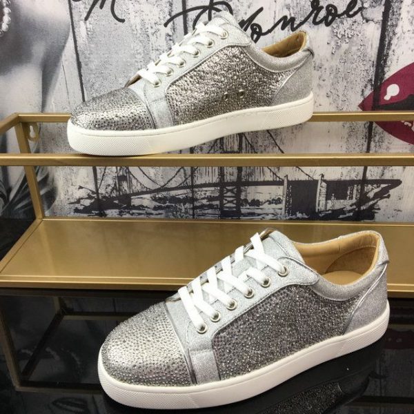 Christian Louboutin Baskets Vieira Strass Cristaux ornés Argent – Image 3
