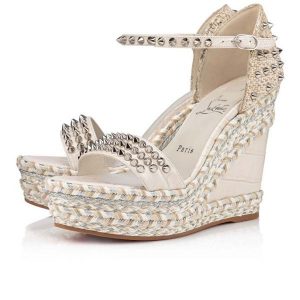 Christian Louboutin Compensée Madmonica 120 mm Craie/lin Craie Cuir
