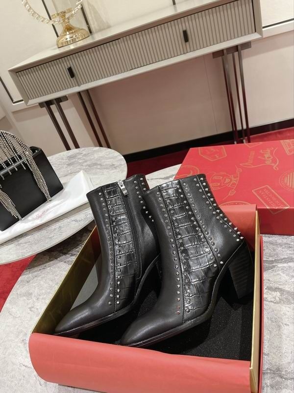 Christian Louboutin With My Guitar Bottines 65mm Cuir Embossé Alligator avec Clous Noir