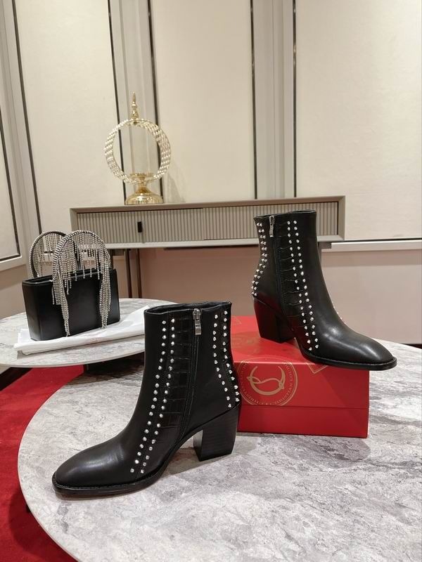 Christian Louboutin With My Guitar Bottines 65mm Cuir Embossé Alligator avec Clous Noir – Image 5
