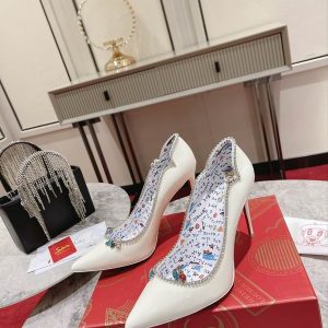Christian Louboutin Wo Chick Queen 100 escarpins en cuir verni blanc