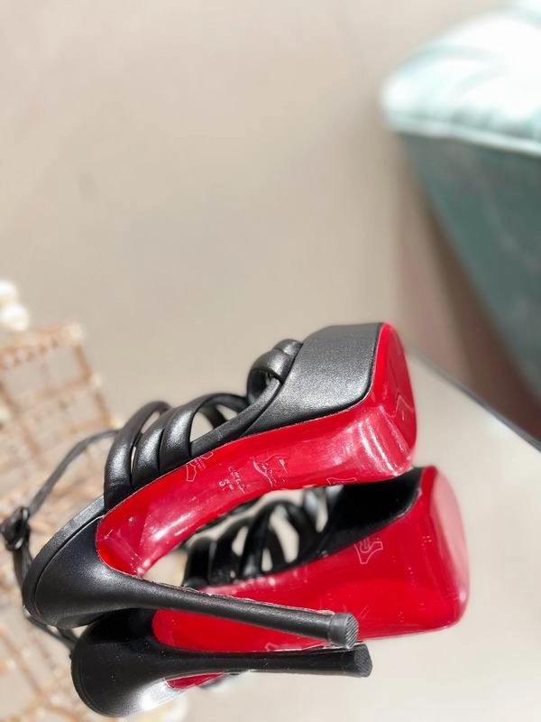 Christian Louboutin Women Ankle Strap Sandals 150mm Cuir Nappa Noir – Image 4