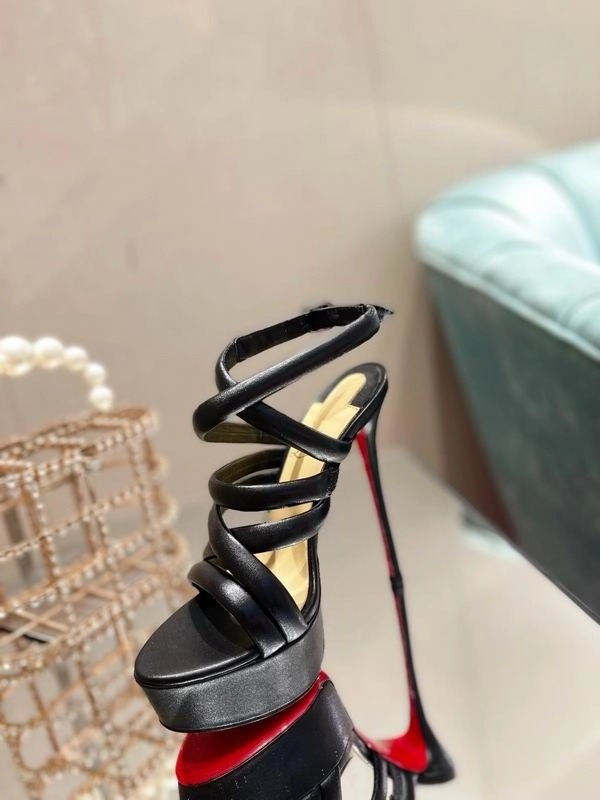 Christian Louboutin Women Ankle Strap Sandals 150mm Cuir Nappa Noir – Image 2