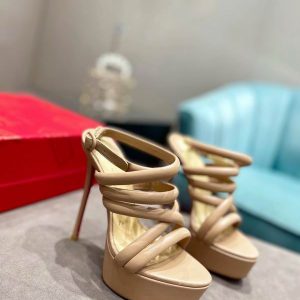 Christian Louboutin Women Ankle Strap Sandals 150mm Cuir Nappa Nude