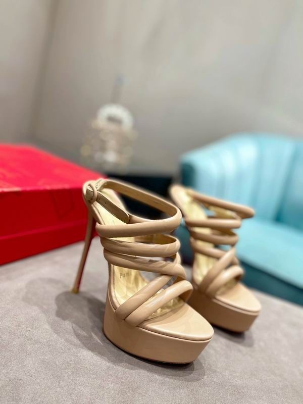 Christian Louboutin Women Ankle Strap Sandals 150mm Cuir Nappa Nude
