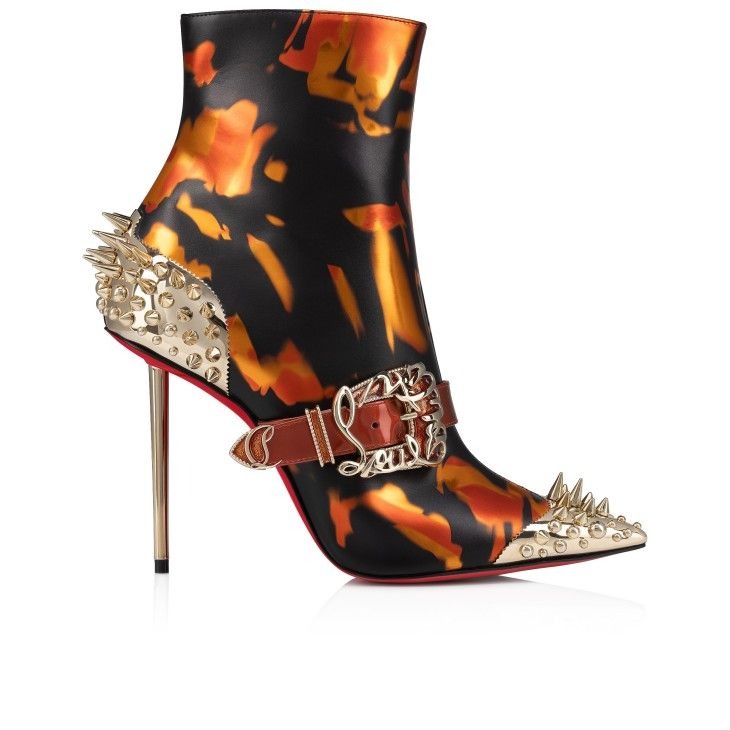 Christian Louboutin Womenphis Pic Booty 100 mm Bottines Basses Cuir Veau On Fire Rodeo – Image 3