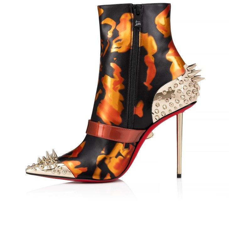 Christian Louboutin Womenphis Pic Booty 100 mm Bottines Basses Cuir Veau On Fire Rodeo