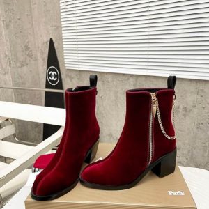 Christian Louboutin Yoz The Lips Bottines 70mm Velours Bourgogne