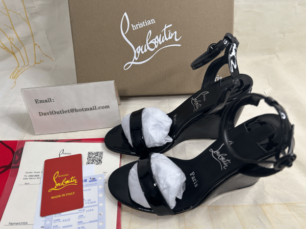 Christian Louboutin Zeppa Chick Sandales 85mm Cuir Verni Noir – Image 5