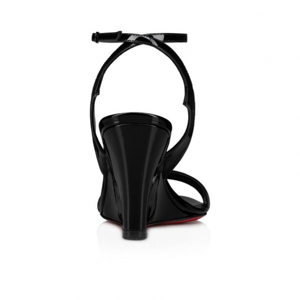 Christian Louboutin Zeppa Chick Sandales 85mm Cuir Verni Noir – Image 3