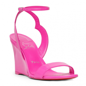 Christian Louboutin Zeppa Chick Sandales 85mm Cuir Verni Rose Bolerose
